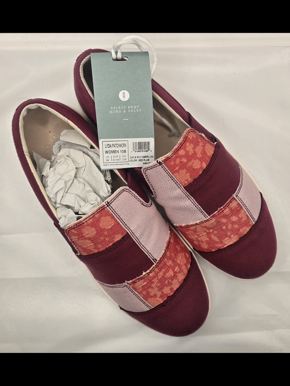 REVITALIGN Patchwork Slip-On Sneakers - Burgundy Pink